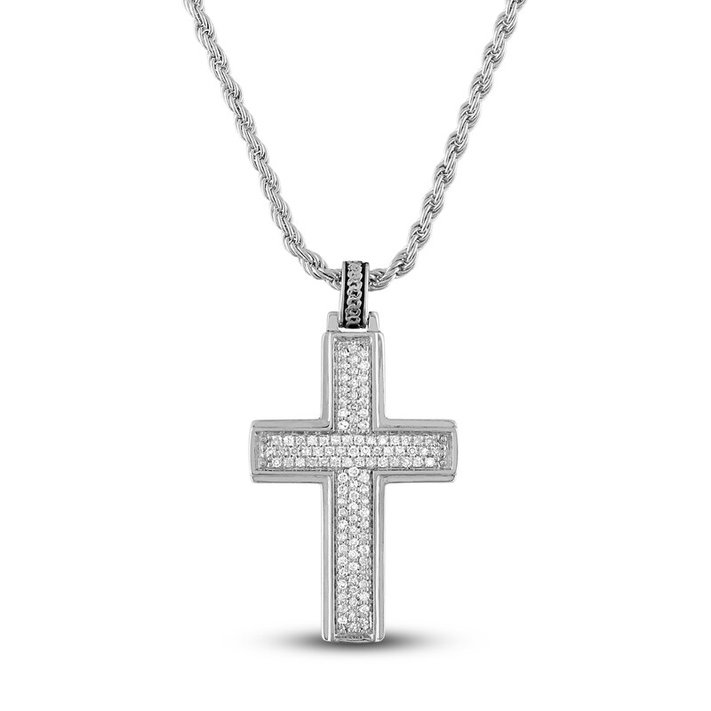 Main Image 1 of 1933 by Esquire  Diamond Cross Necklace 1/3 ct tw Round Sterling Silver 22&quot;