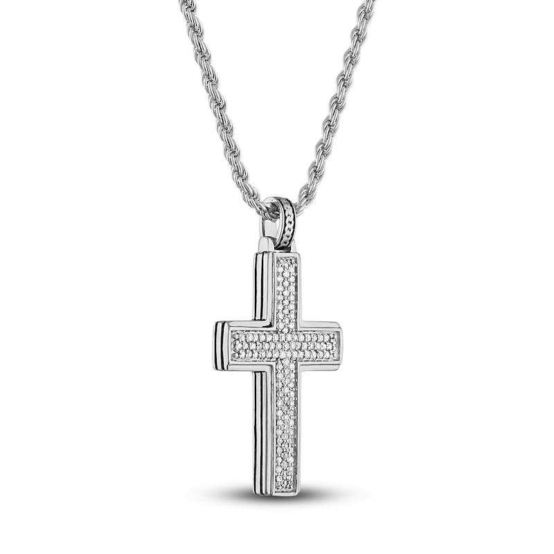 Main Image 2 of 1933 by Esquire  Diamond Cross Necklace 1/3 ct tw Round Sterling Silver 22&quot;
