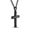 Thumbnail Image 2 of Black Diamond Cross Necklace 1/6 ct tw Round Black Stainless Steel 24"