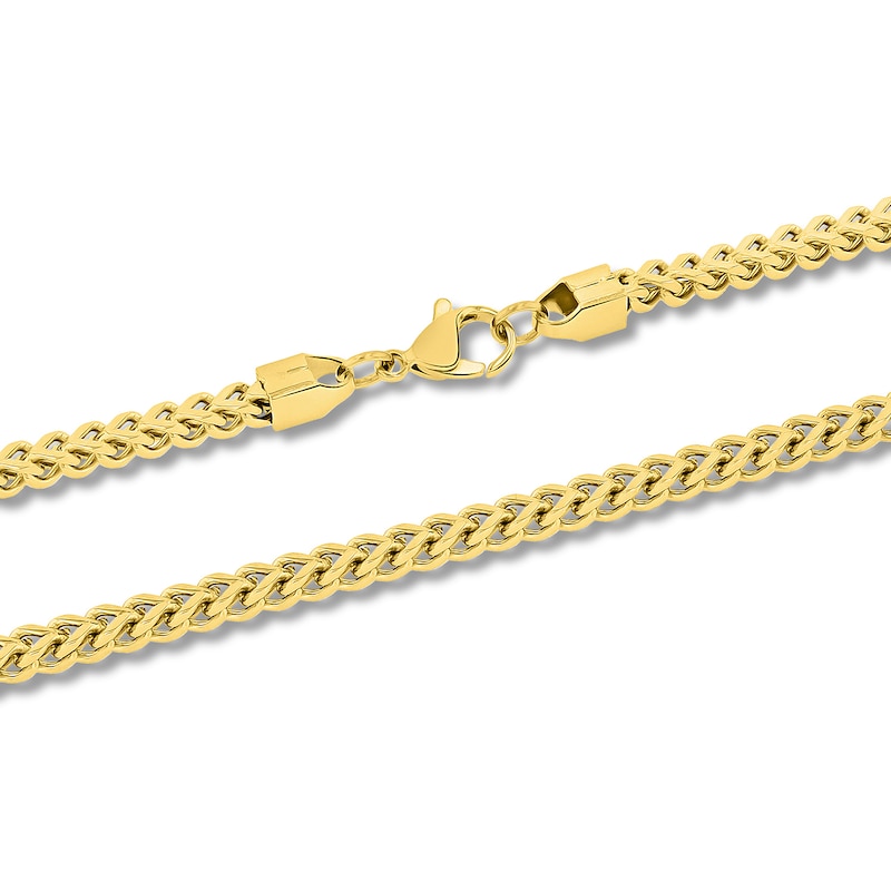 Solid Foxtail Chain Necklace Yellow Ion-Plated Stainless Steel 24" 24mm