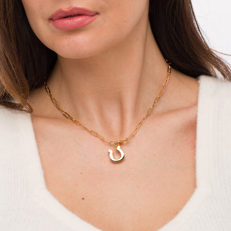 Main Image 3 of Stella Valle Horseshoe Charm Necklace 18K Gold-Plated Brass 17.25"