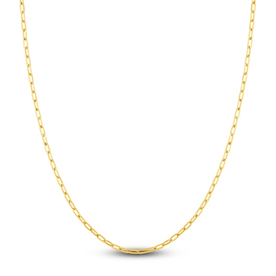 Solid Paperclip Chain Necklace 14K Yellow Gold 24" 2.5mm