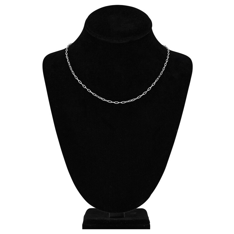 Main Image 4 of Solid Paperclip Chain Necklace 14K White Gold 18" 2.5mm