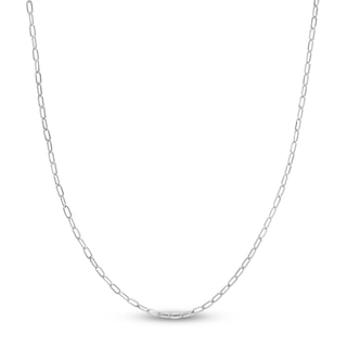 Solid Paperclip Chain Necklace 14K White Gold 16