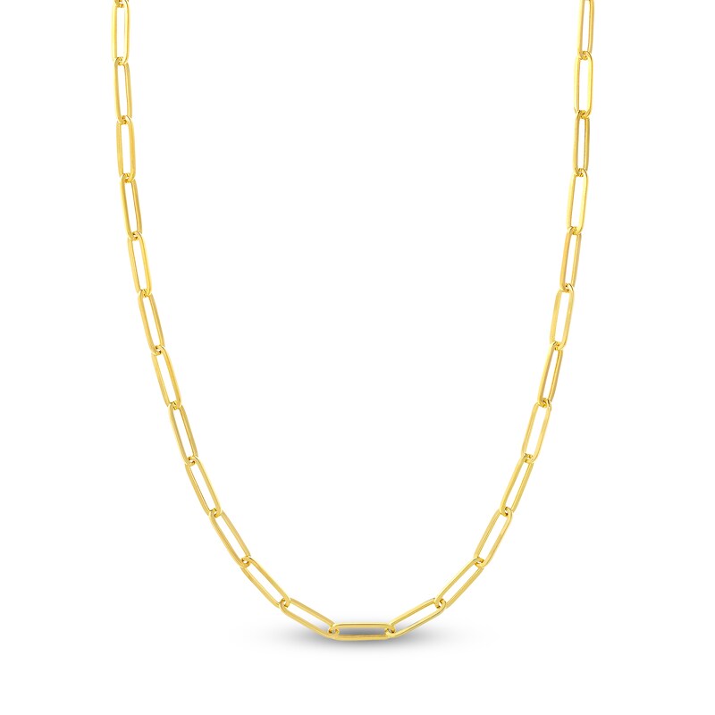 Hollow Paper Clip Chain Necklace 14K Yellow Gold 20" 5mm