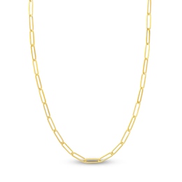 Hollow Paper Clip Chain Necklace 14K Yellow Gold 24" 5mm