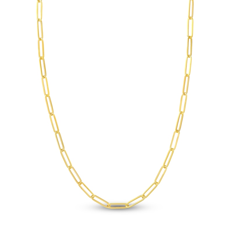 Hollow Paper Clip Chain Necklace 14K Gold 24" 5mm