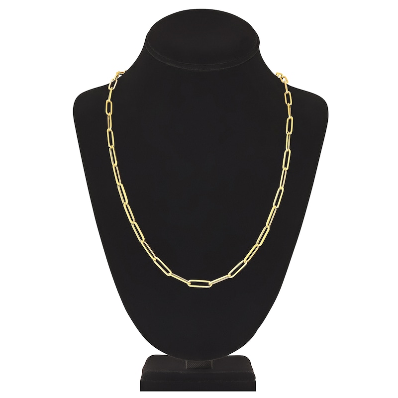 Main Image 4 of Hollow Paper Clip Chain Necklace 14K Yellow Gold 24" 5mm
