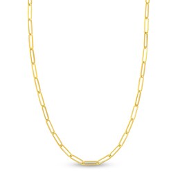 Hollow Paper Clip Chain Necklace 14K Yellow Gold 30&quot;