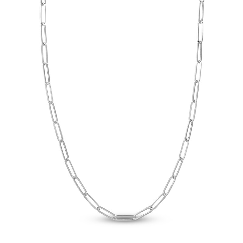 Main Image 1 of Hollow Paper Clip Chain Necklace 14K White Gold 24" 5mm