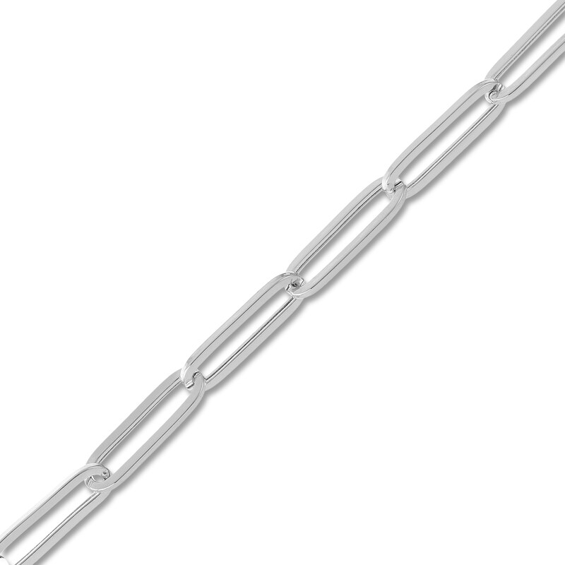 Main Image 2 of Hollow Paper Clip Chain Necklace 14K White Gold 24" 5mm