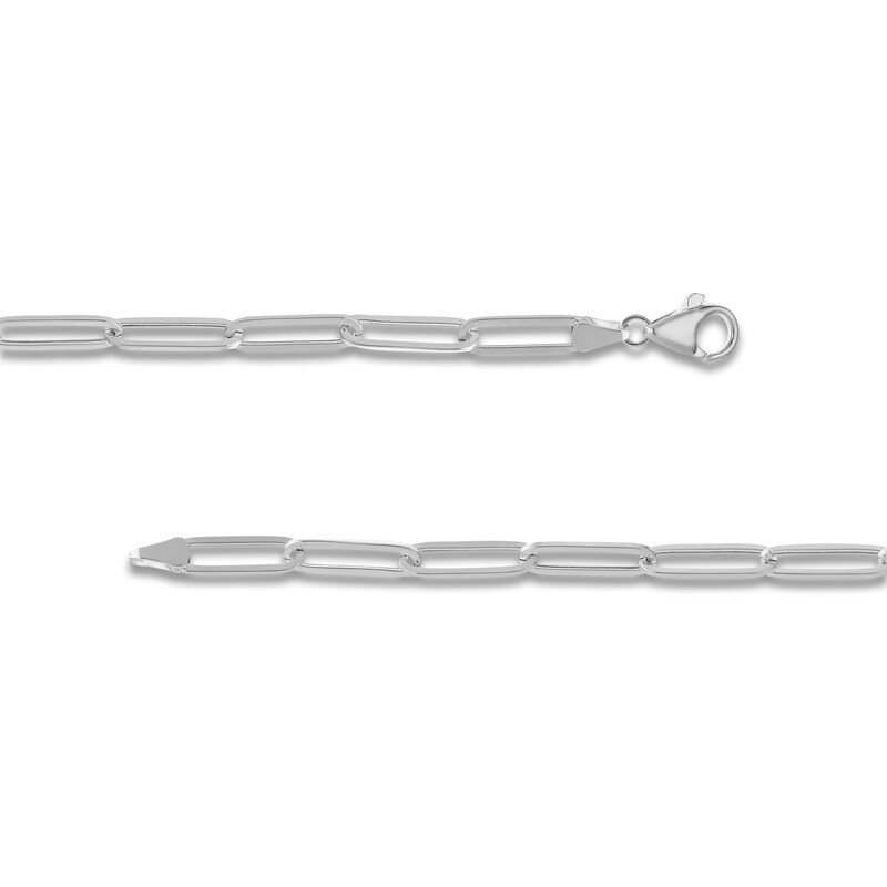Main Image 3 of Hollow Paper Clip Chain Necklace 14K White Gold 24" 5mm