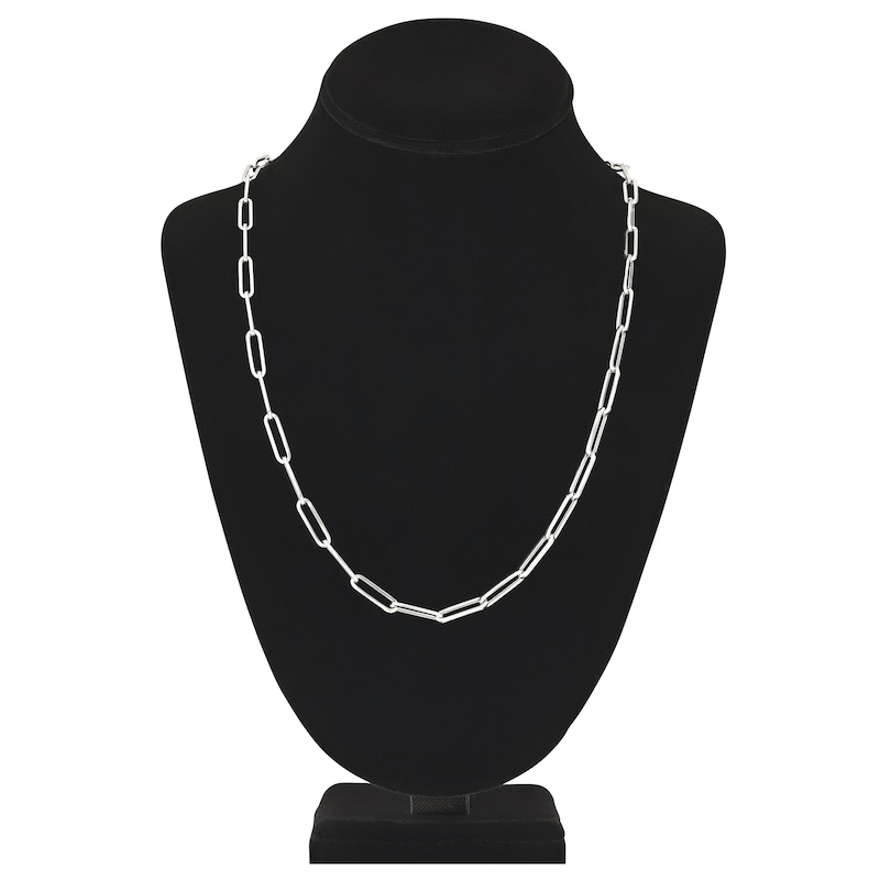 Main Image 4 of Hollow Paper Clip Chain Necklace 14K White Gold 24" 5mm