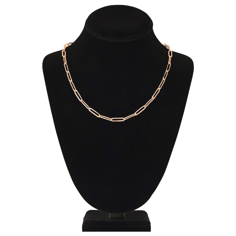 Main Image 4 of Hollow Paper Clip Chain Necklace 14K Rose Gold 20" 5mm