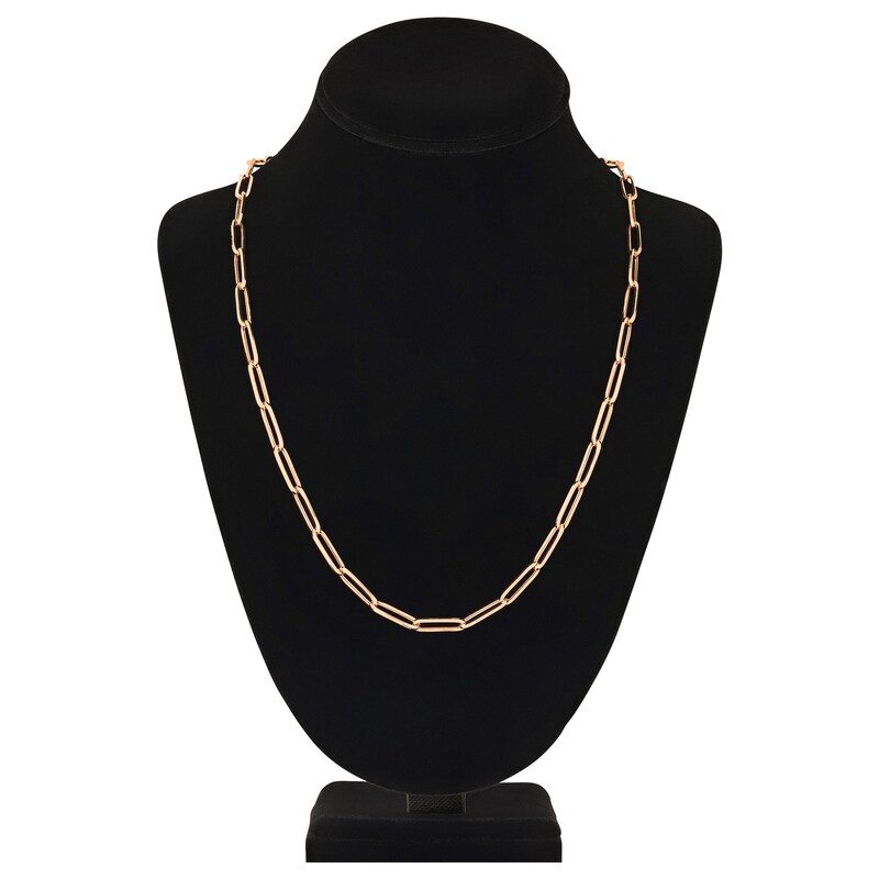 Main Image 4 of Hollow Paper Clip Chain Necklace 14K Rose Gold 24" 5mm