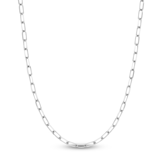 Solid Paperclip Chain Necklace 14K White Gold 24" 5.25mm