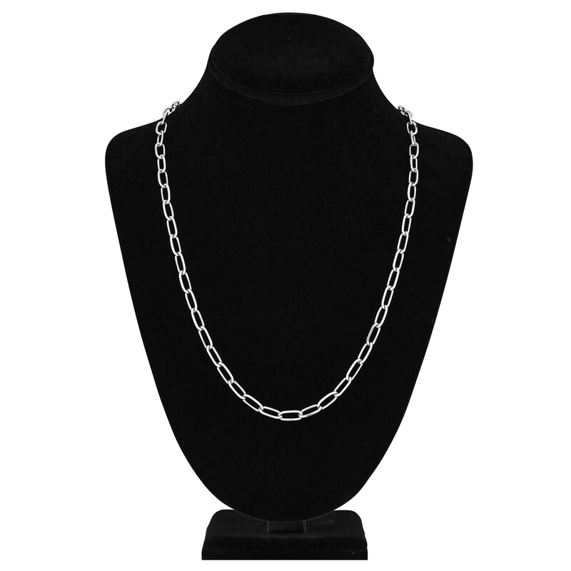 Main Image 4 of Solid Paperclip Chain Necklace 14K White Gold 24" 5.25mm