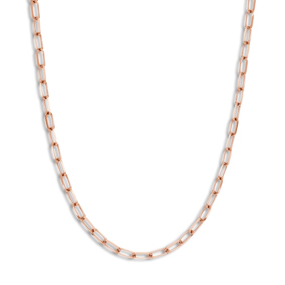 Solid Paperclip Chain Necklace 14K Rose Gold 18" 5.25mm