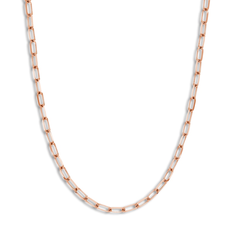 Solid Paperclip Chain Necklace 14K Rose Gold 18" 5.25mm