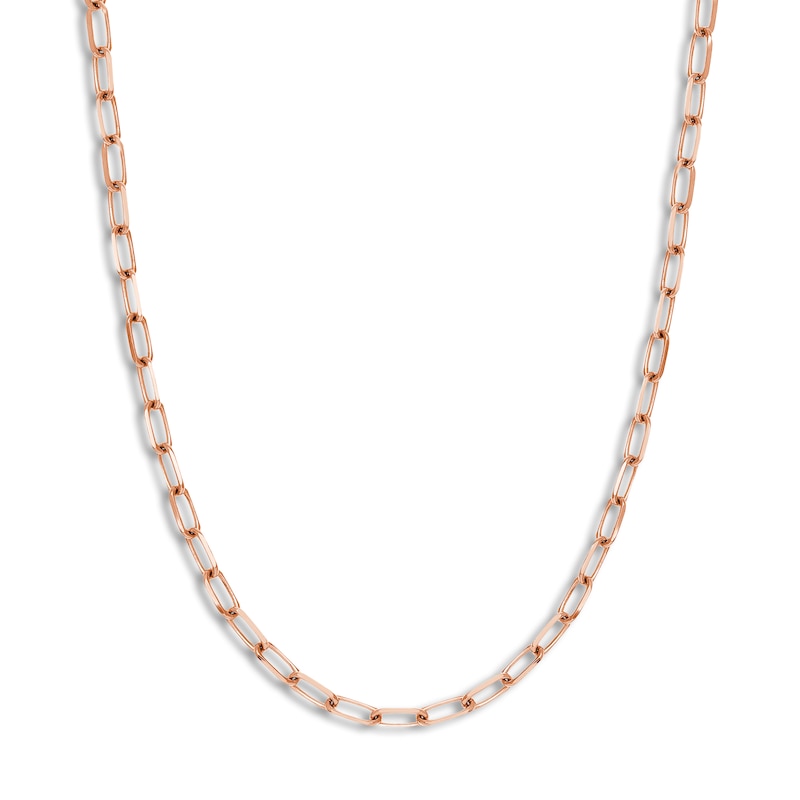 Solid Paperclip Chain Necklace 14K Rose Gold 18" 5.25mm