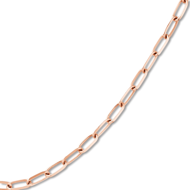 Solid Paperclip Chain Necklace 14K Rose Gold 18" 5.25mm
