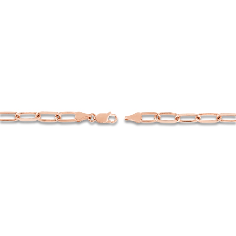 Solid Paperclip Chain Necklace 14K Rose Gold 18" 5.25mm