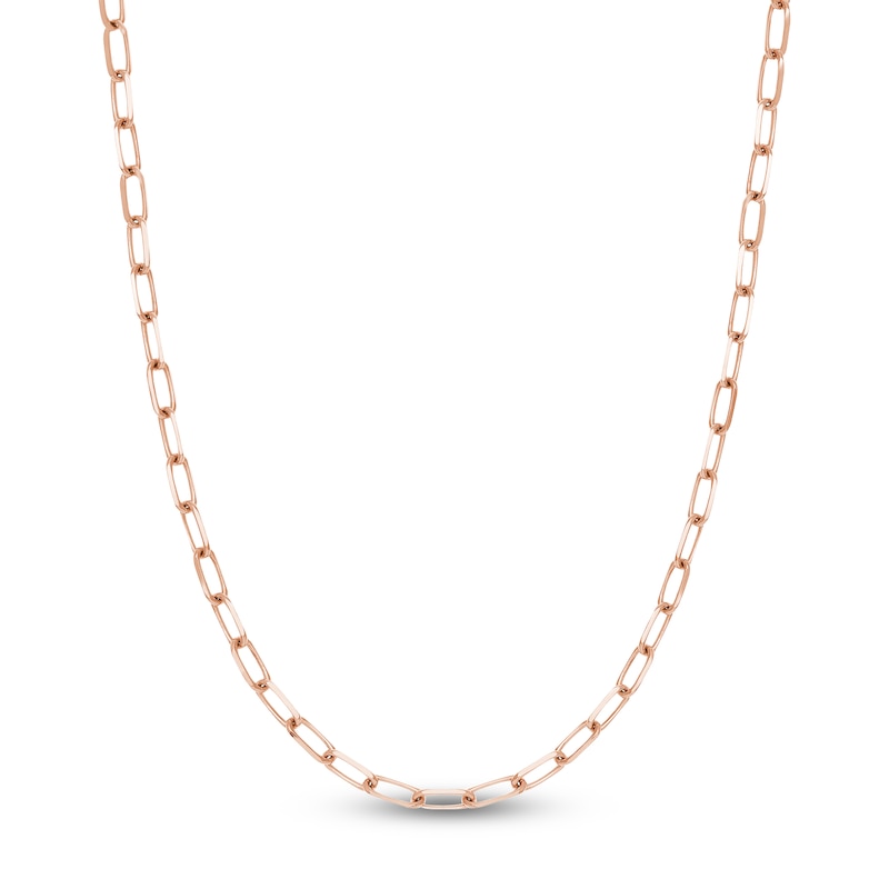 Main Image 1 of Solid Paperclip Chain Necklace 14K Rose Gold 24" 5.25mm