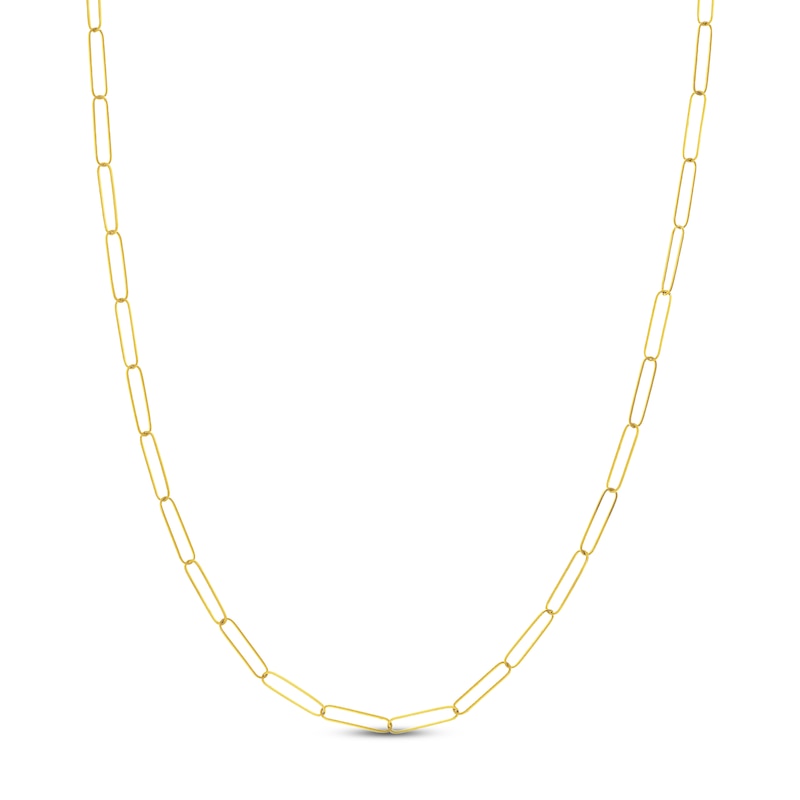 Solid Paperclip Chain Necklace 14K Yellow Gold 16" 3.4mm