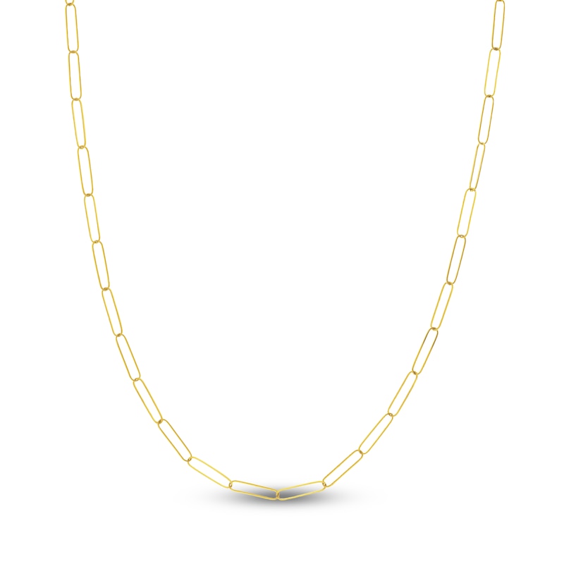 Main Image 1 of Solid Paperclip Chain Necklace 14K Yellow Gold 16" 3.4mm
