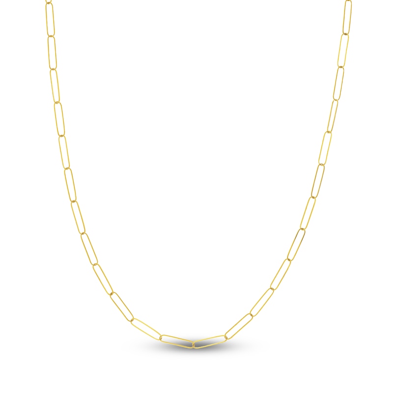 Solid Paperclip Chain Necklace 14K Yellow Gold 16" 3.4mm