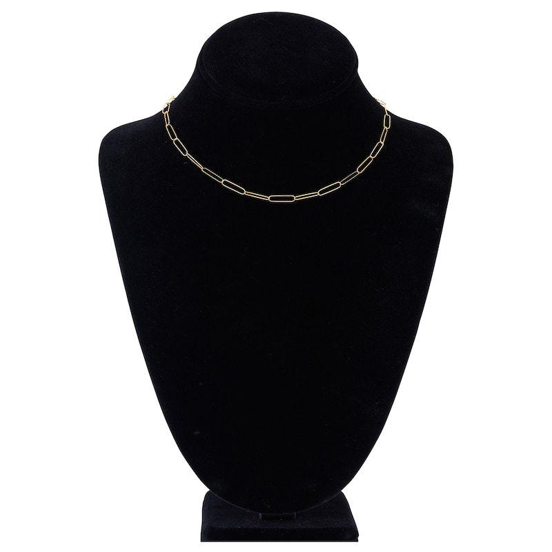 Main Image 4 of Solid Paperclip Chain Necklace 14K Yellow Gold 16" 3.4mm