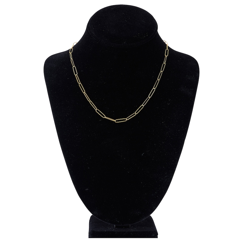 Main Image 4 of Solid Paperclip Chain Necklace 14K Yellow Gold 18" 3.4mm
