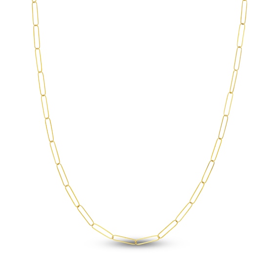 Solid Paperclip Chain Necklace 14K Yellow Gold 24" 3.4mm