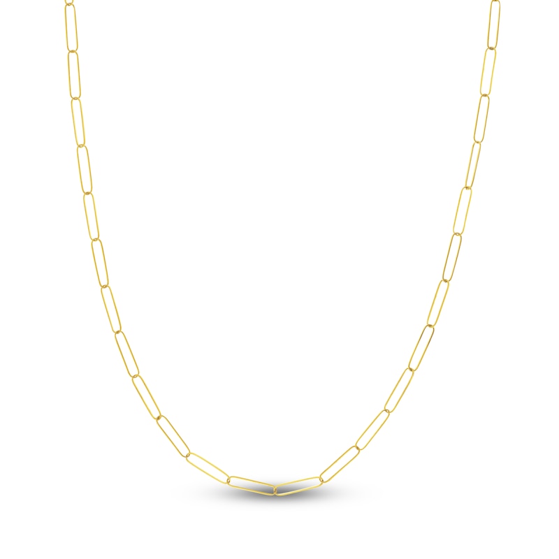 Main Image 1 of Solid Paperclip Chain Necklace 14K Yellow Gold 24" 3.4mm