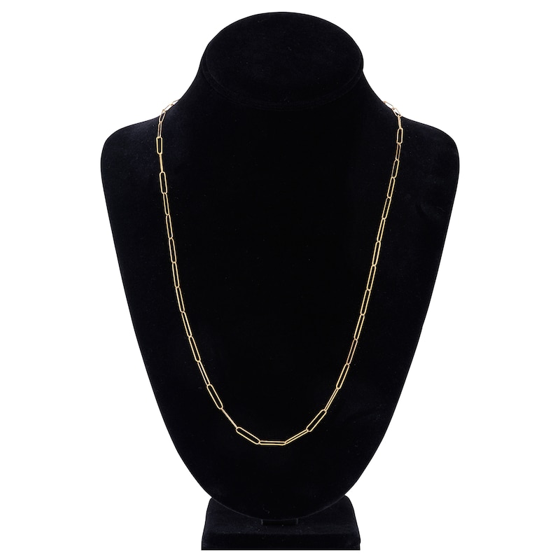 Main Image 4 of Solid Paperclip Chain Necklace 14K Yellow Gold 24" 3.4mm