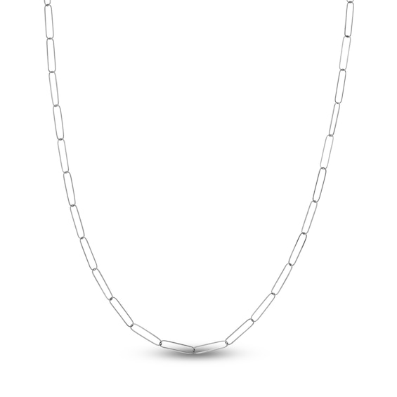 Solid Paperclip Chain Necklace 14K White Gold 16" 3.4mm