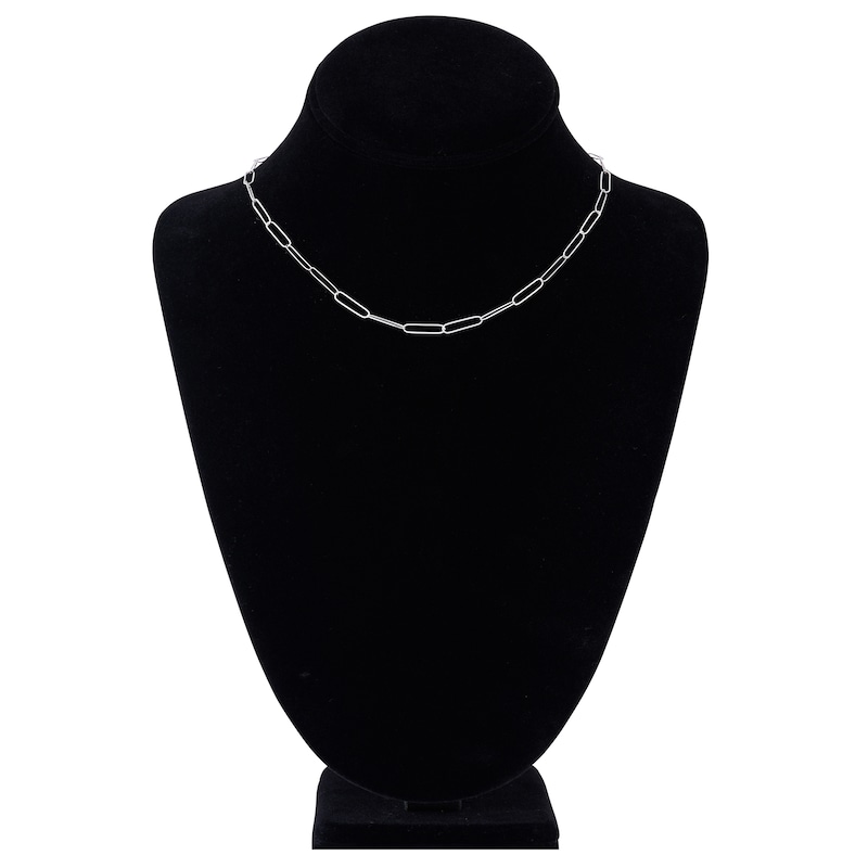 Main Image 4 of Solid Paperclip Chain Necklace 14K White Gold 16&quot; 3.4mm