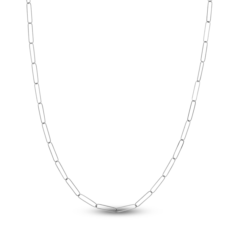 Main Image 1 of Solid Paperclip Chain Necklace 14K White Gold 18" 3.4mm