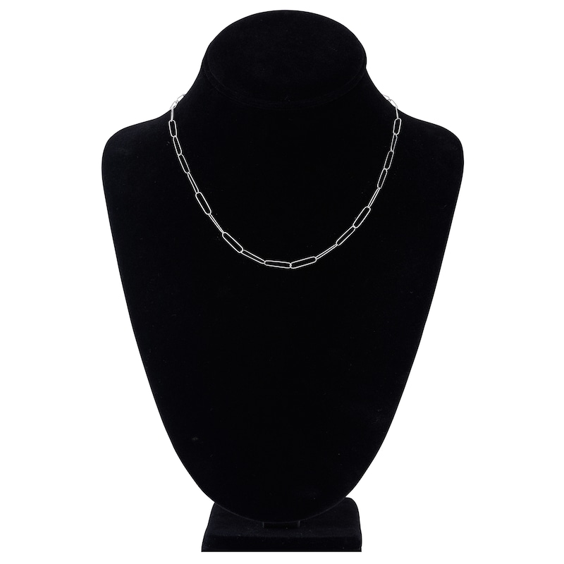 Main Image 4 of Solid Paperclip Chain Necklace 14K White Gold 18" 3.4mm