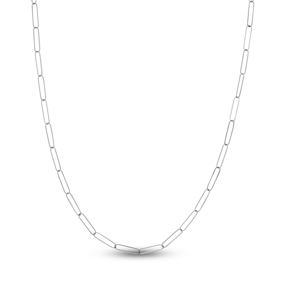 Solid Paperclip Chain Necklace 14K White Gold 20" 3.4mm
