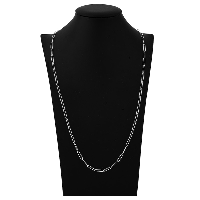 Main Image 4 of Solid Paperclip Chain Necklace 14K White Gold 30" 3.4mm