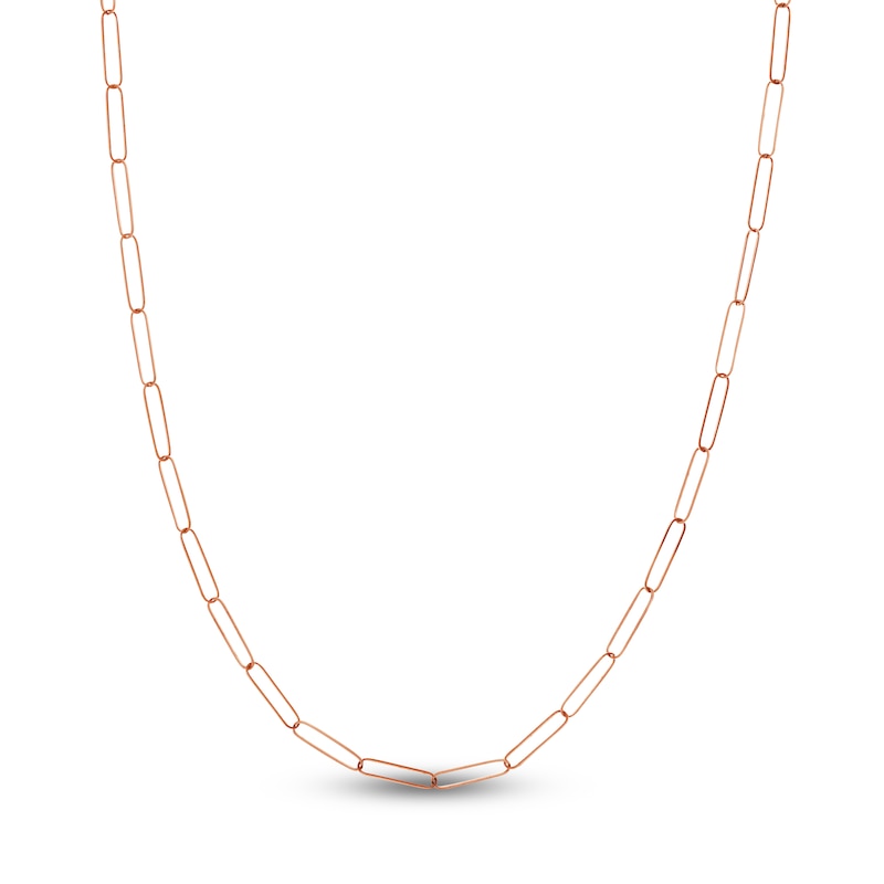 Main Image 1 of Solid Paperclip Chain Necklace 14K Rose Gold 18" 3.4mm