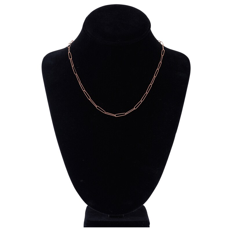 Main Image 4 of Solid Paperclip Chain Necklace 14K Rose Gold 18" 3.4mm