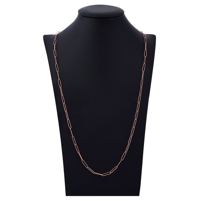 Main Image 4 of Solid Paperclip Chain Necklace 14K Rose Gold 30" 3.4mm