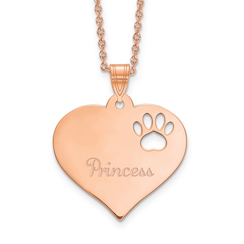 Main Image 1 of Heart with Paw Print Cut Out Pendant 18"