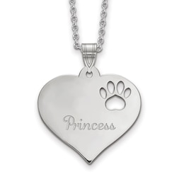 Heart with Paw Print Cut Out Pendant 18"