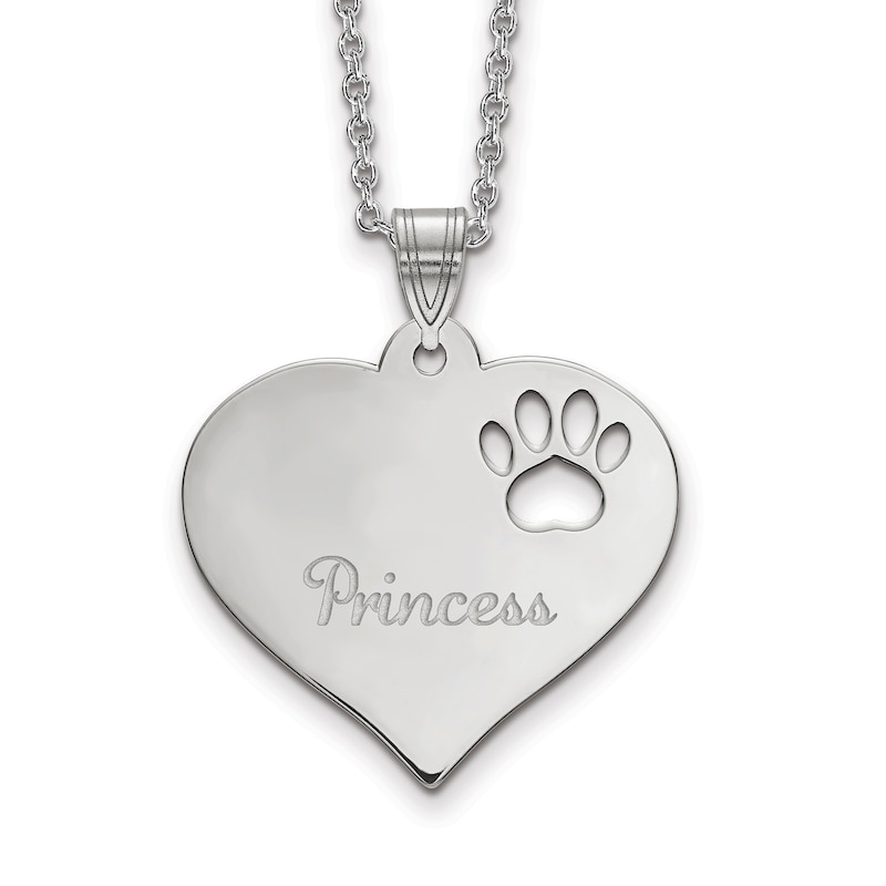 Main Image 1 of Heart with Paw Print Cut Out Pendant 18"