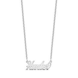 Polished Script Name Plate Necklace Sterling Silver 18"
