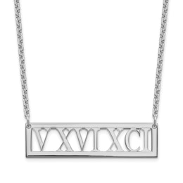 Roman Numeral Bar Necklace 18"