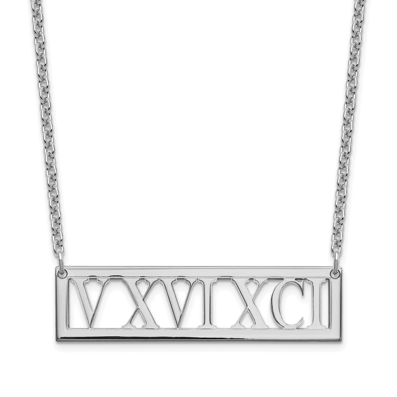 Roman Numeral Bar Necklace 18"